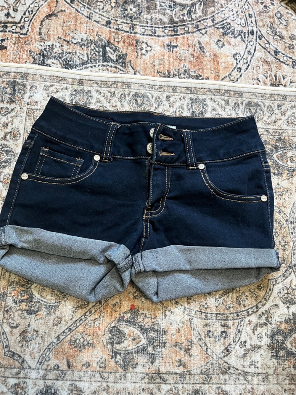 Paris Blues Navy Roll-Cuff Denim Shorts